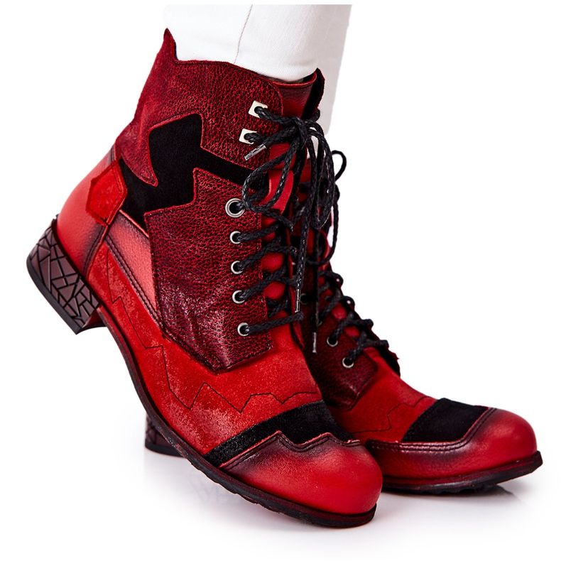 Dámské teplé kožené boty Maciejka Red 04625-08 červené