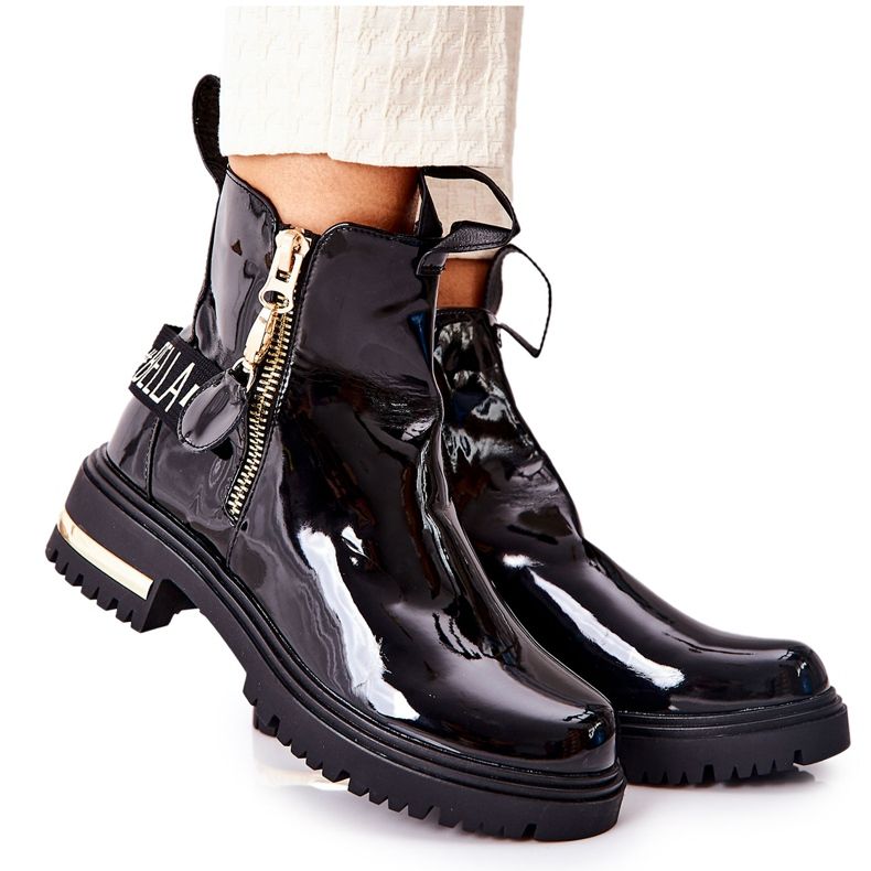 PM1 Klasické lakované boty s černým pruhem Lorie černá