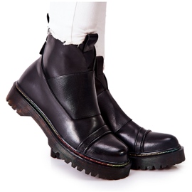 PM1 Černé boty Milie Jodhpur s barevnými švy černý