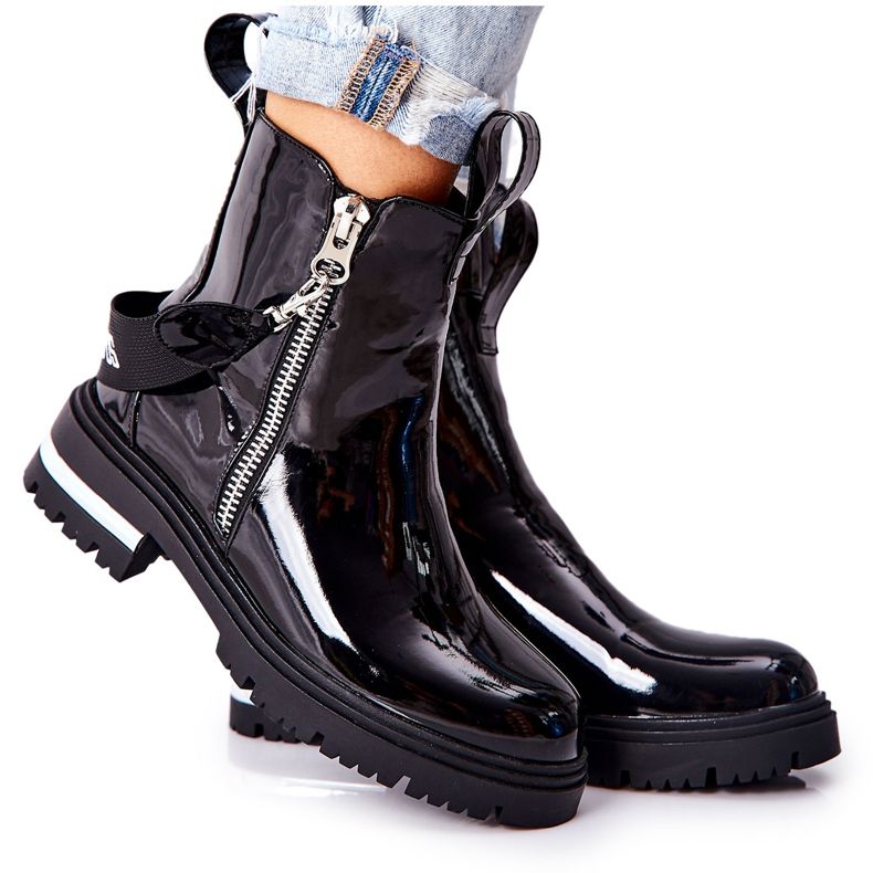 PS1 Kožené lakované teplé boty se zapínáním na zip Cortona černá PS1 Kožené lakované teplé boty se zapínáním na zip Cortona černá