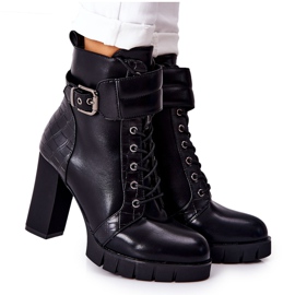 POTOCKI Boty na vysokém sloupku, černá svázaná faša