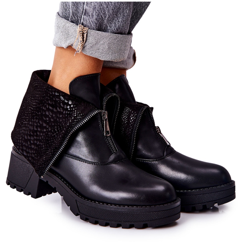 Vinceza Kožené boty na vysokém podpatku, černý challonte černá Vinceza Kožené boty na vysokém podpatku, černý challonte černá