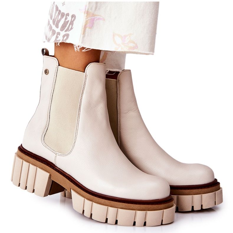 Béžové kožené boty Maciejka 05312-04 béžový