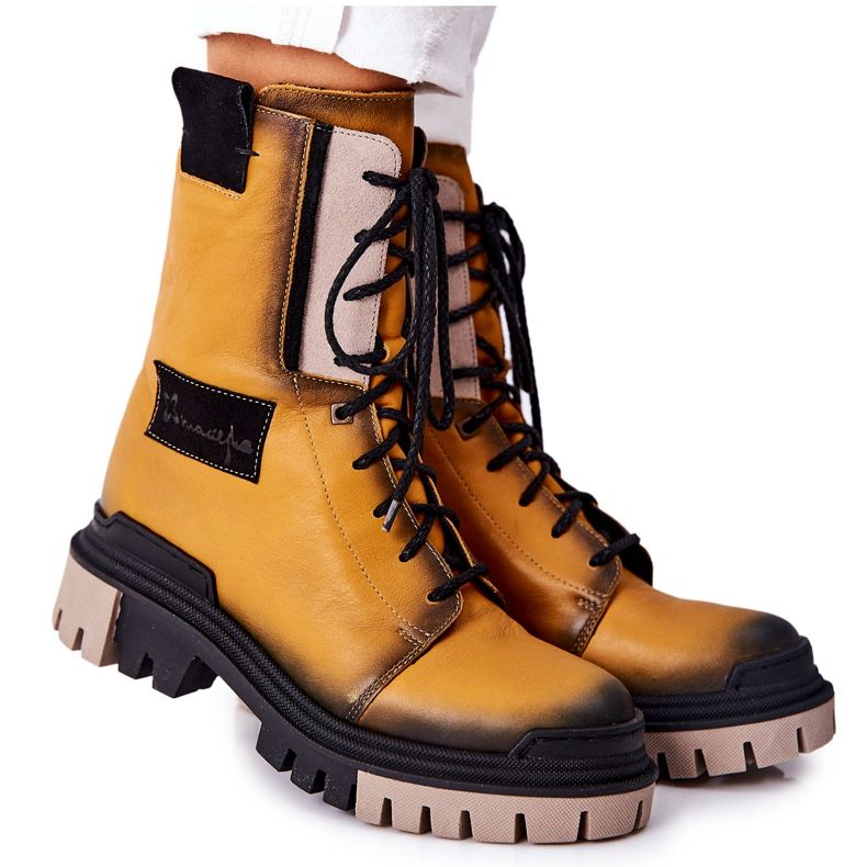 Kožené boty Teplé boty Maciejka žlutá 05113-07 černá zlatý