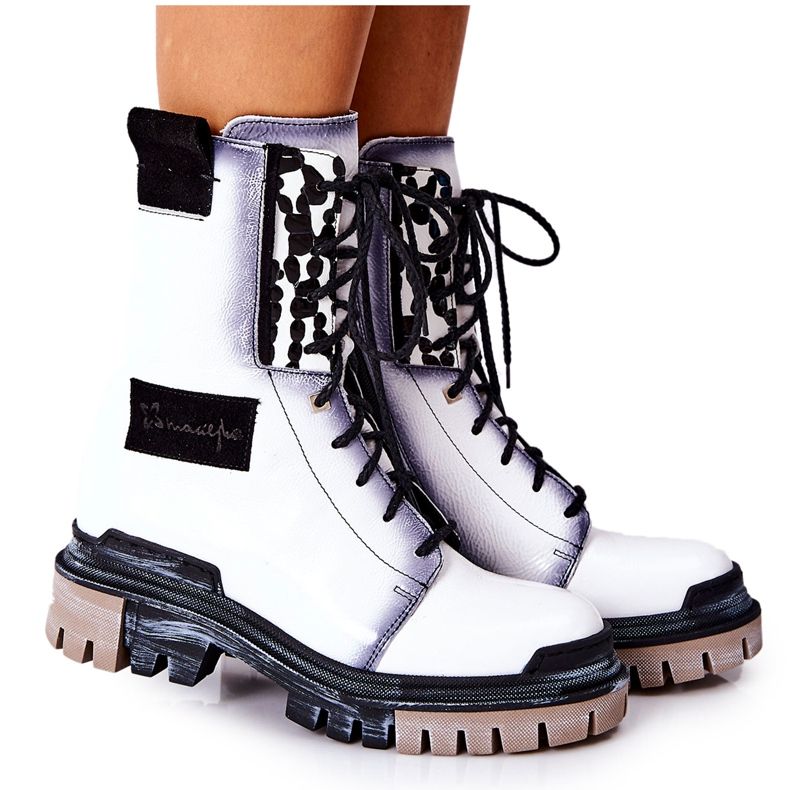 Kožené boty Teplé boty Maciejka White 05113-11 bílý černá