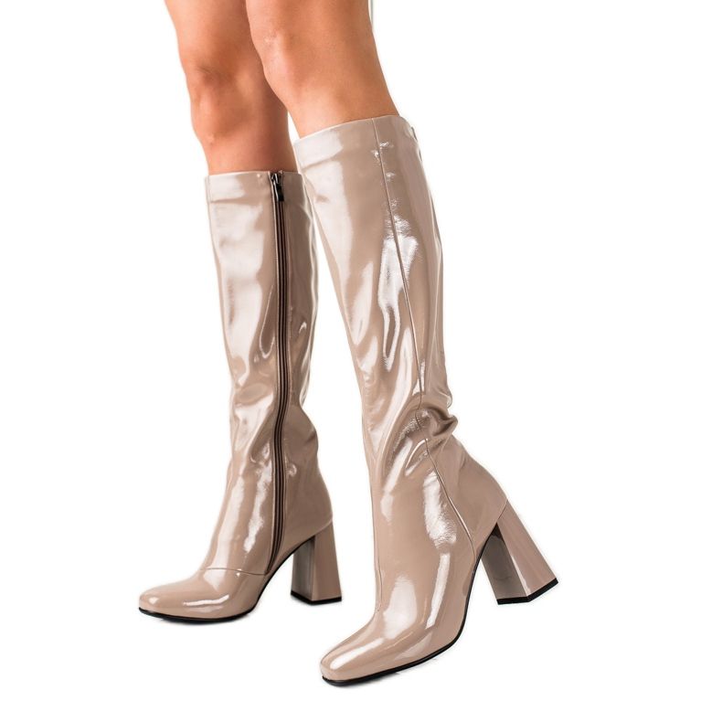 S. BARSKI Třpytivé boty na vysokém podpatku od S.BARSKI béžový