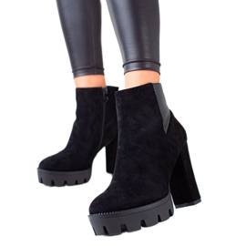 Janessa Stylové semišové boty na platformě černý