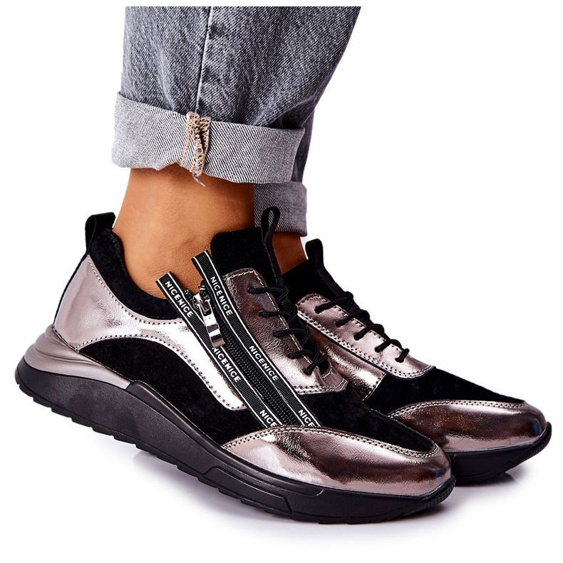 POTOCKI Kožené sportovní boty Tenisky Black Silver Minor černá stříbrný POTOCKI Kožené sportovní boty Tenisky Black Silver Minor černá stříbrný