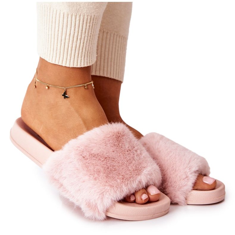PH1 Pantofle ve tvaru gumy s růžovou kožešinou Emmie růžový