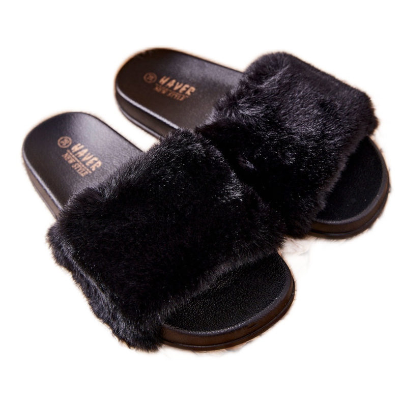 PH1 Gumové pantofle ve tvaru s černou kožešinou Emmie černá