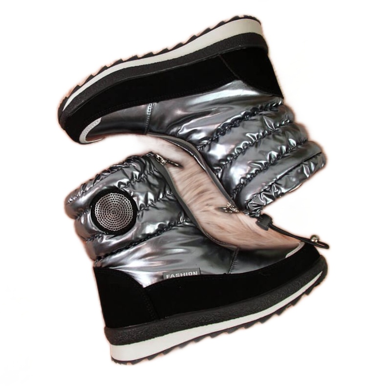 Miss Nepromokavé sněhové boty Jr EVE323B stříbrné černá