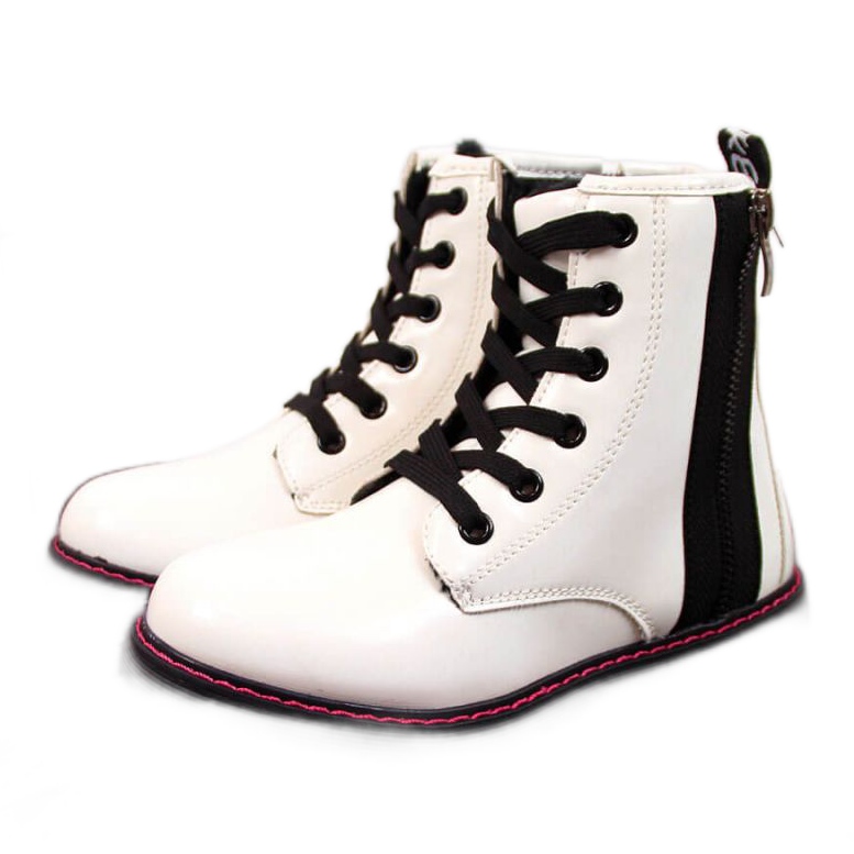 Zateplené lakované boty Jr EVE327B bílé bílý