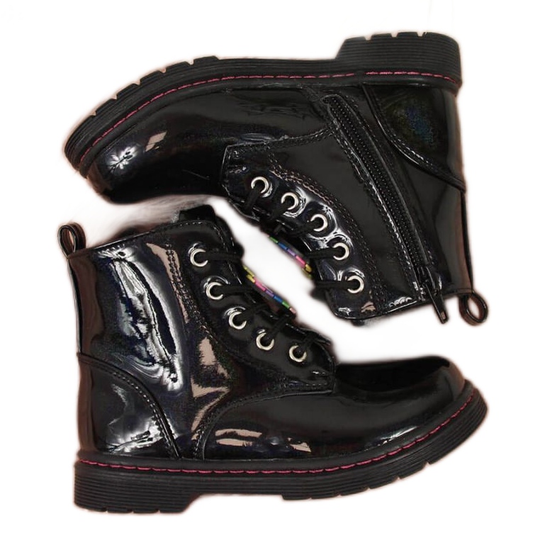 Černé boty pro dívky zateplené Jr EVE318A bílý černá