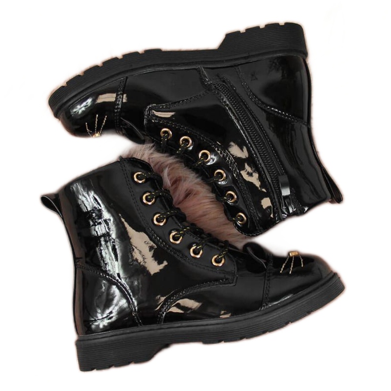 PA1 Zateplené boty Jr EVE319A černé bílý černá