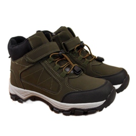 Zateplené trekové boty Jr EVE321C khaki bílý zelený