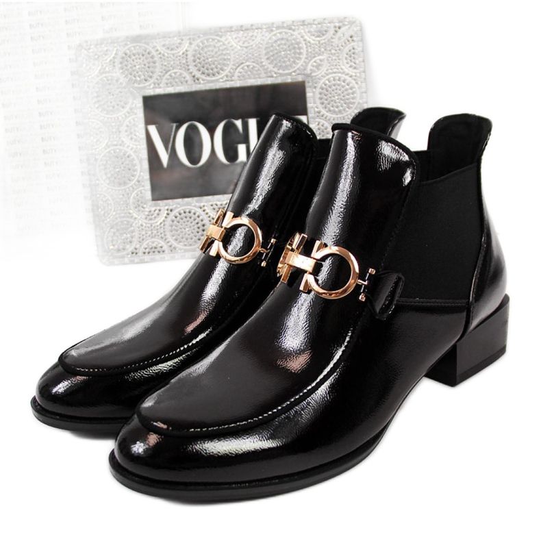 Lakované Chelsea boty Potocki W WOL34 černé černá