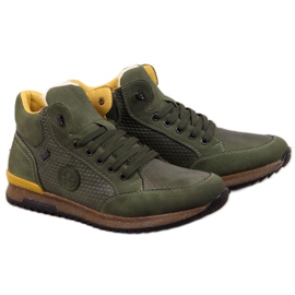 Kožené zateplené boty Rieker M R498 khaki zelený
