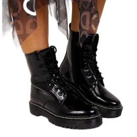 Teplé lakované boty Vinceza W JAN55A černé černý