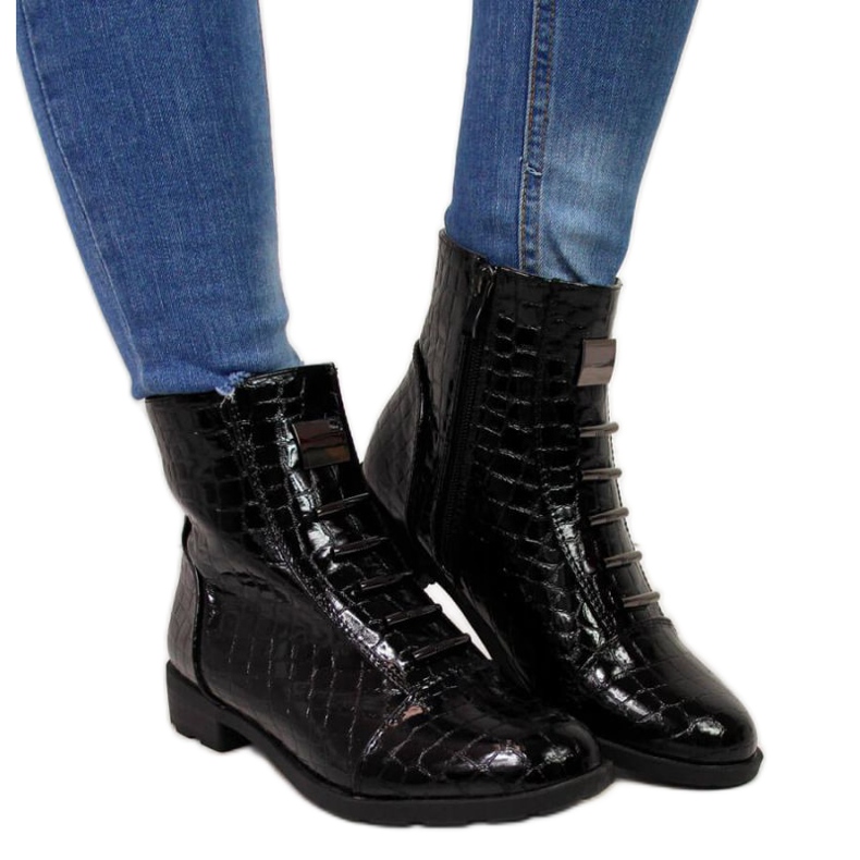 Kozačky s ozdobou z hadí kůže Filippo W PAW288A černé bílý černá