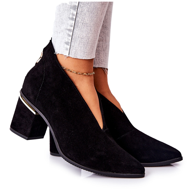 Kožené boty na vysokém podpatku Laura Messi Black 2344 černá