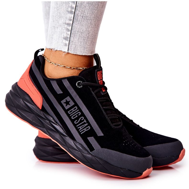 Kožené sportovní boty Big Star II274460 černé černá červené