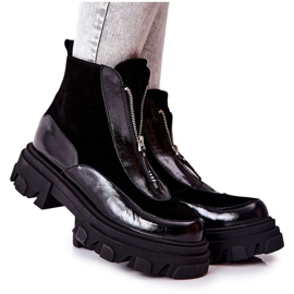 Kožené zateplené boty Laura Messi Black 2371 černá