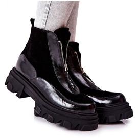 Kožené zateplené boty Laura Messi Black 2371 černý
