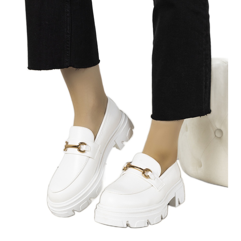 Bílé mokasíny na vysokých podrážkách Anouk bílý