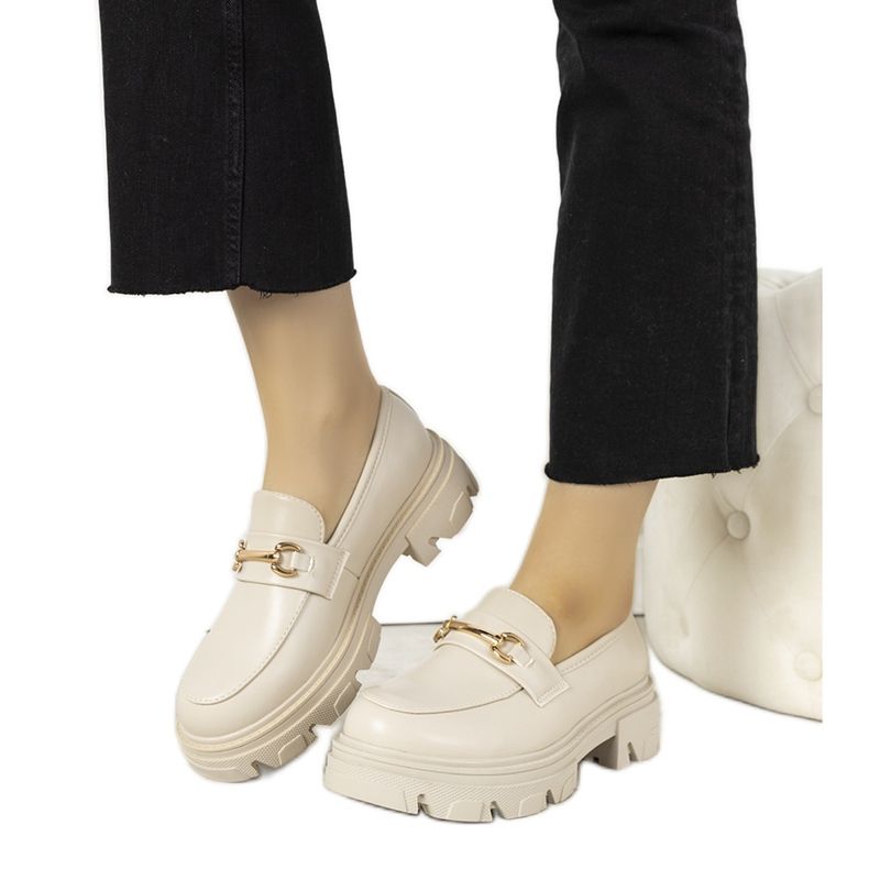 Béžové mokasíny s vysokými podrážkami Anouk béžový zlatý