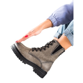 Sergio Leone Šněrovací boty pro dělníky se vzorem šedá Sergio Leone Šněrovací boty pro dělníky se vzorem šedá