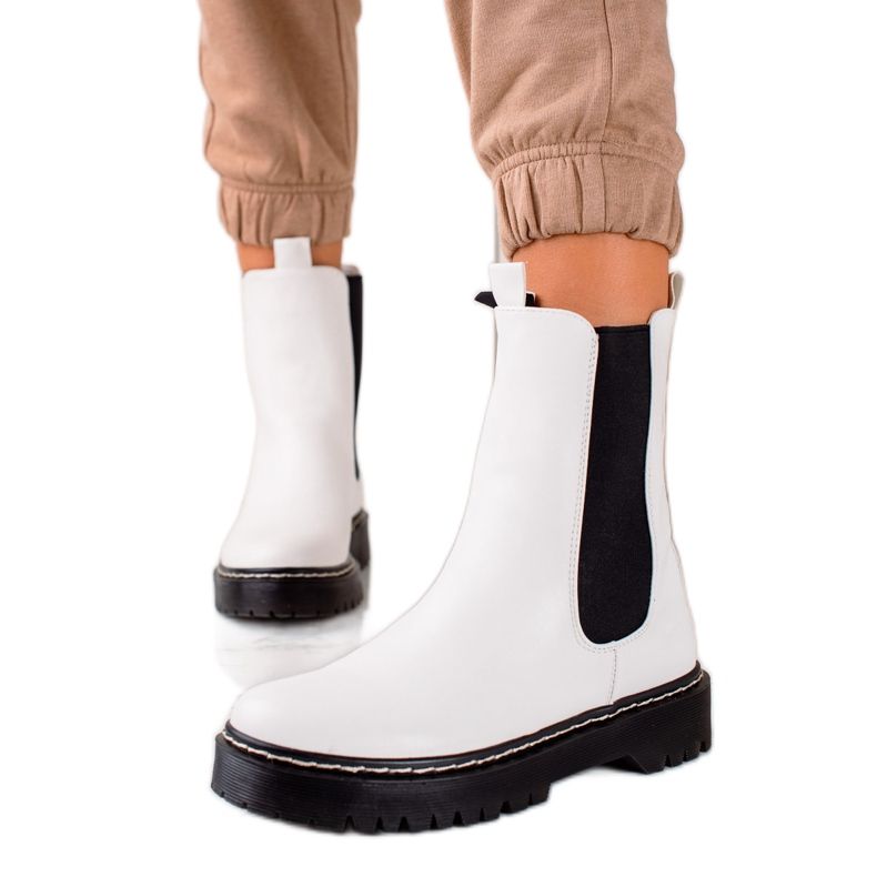 S. BARSKI Vysoké boty Chelsea na platformě S.BARSKI bílý