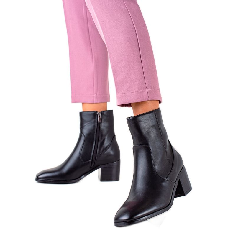 Renda Ohnuté kotníkové boty na vysokém podpatku černá