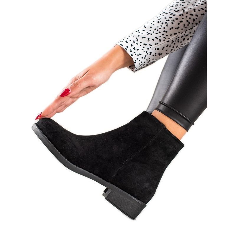 Mannika Klasické semišové kozačky černá