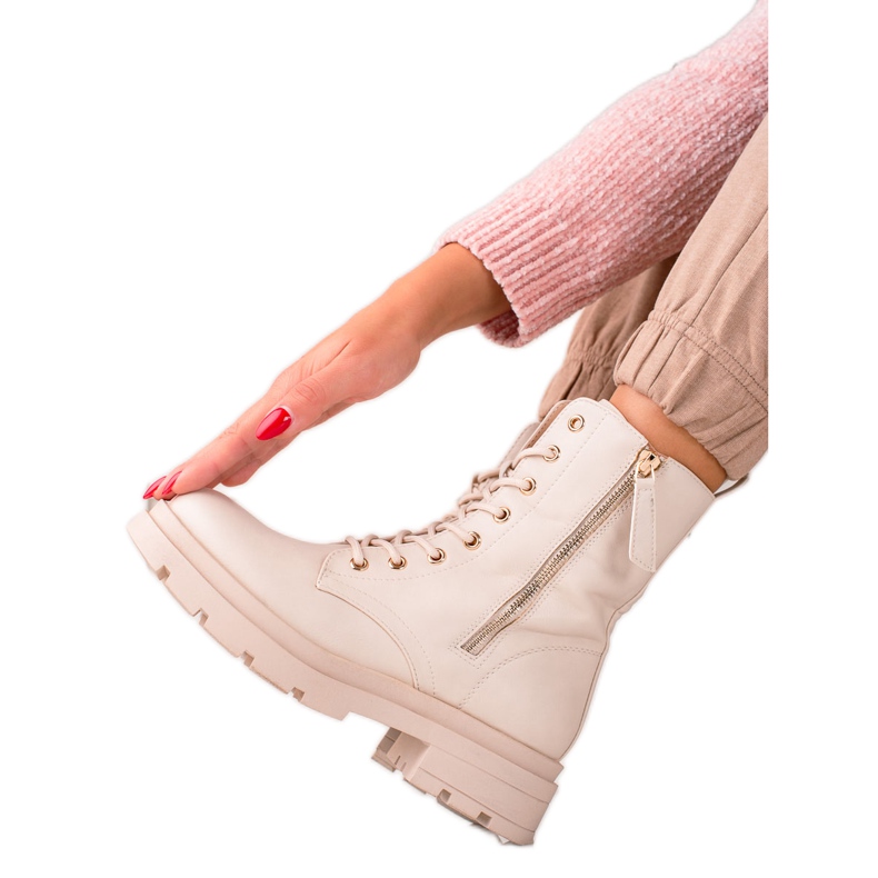 Sixth Sense Trapery na béžové boty vyrobené z ekologické kůže béžový