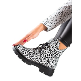 Filippo Šněrovací kozačky se vzorem bílý černý