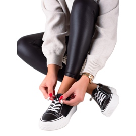 Vinceza Prolamované kožené tenisky černý