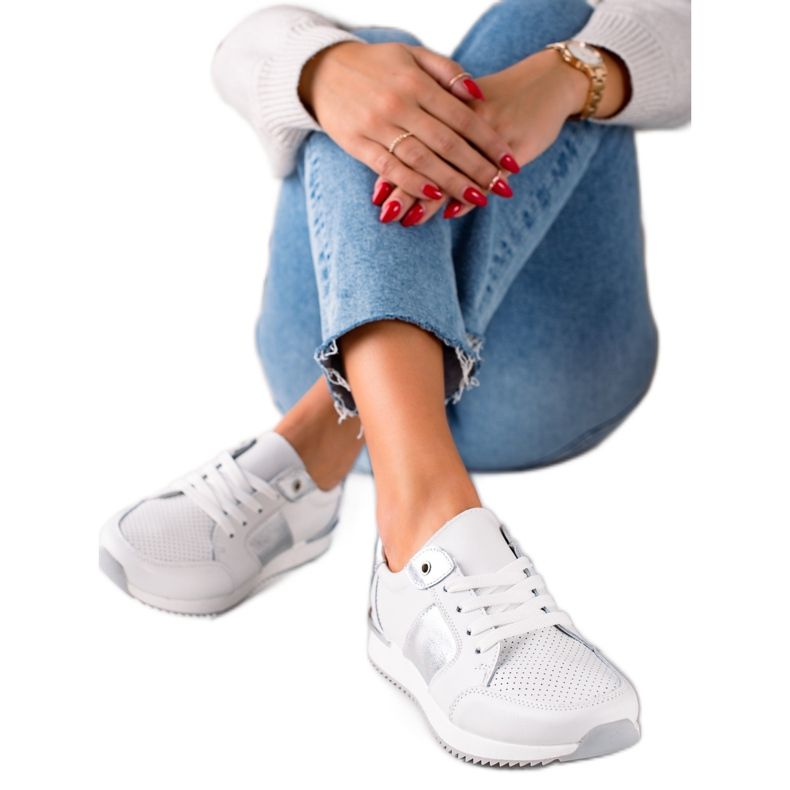 Bílé kožené tenisky VINCEZA bílý