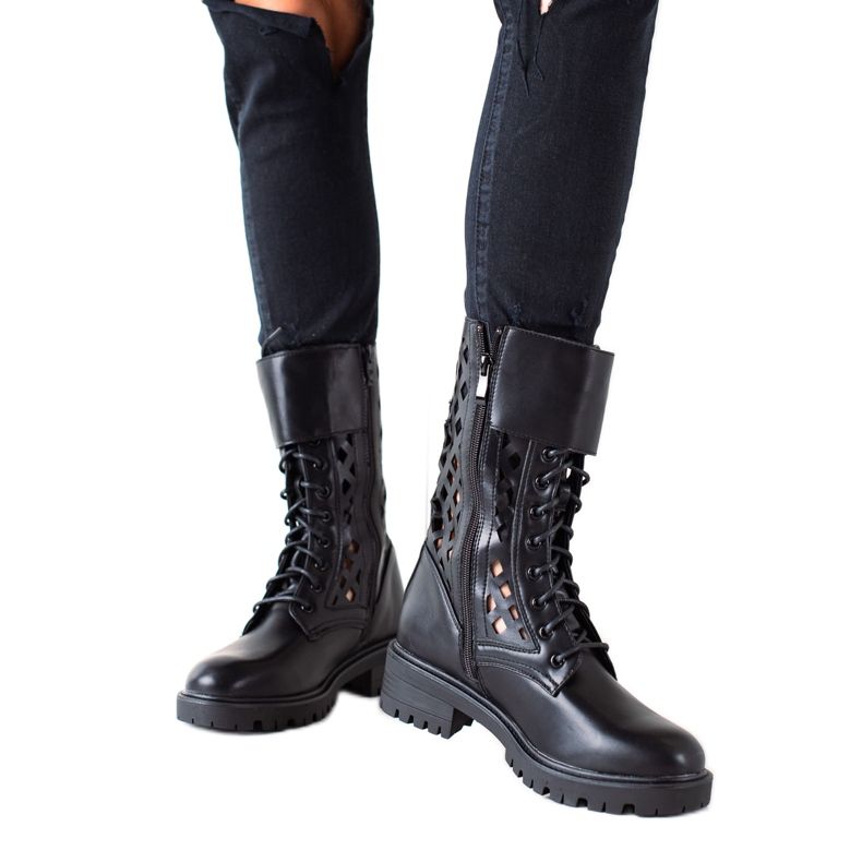 Sweet Shoes Módní prolamovaní pracovníci černá