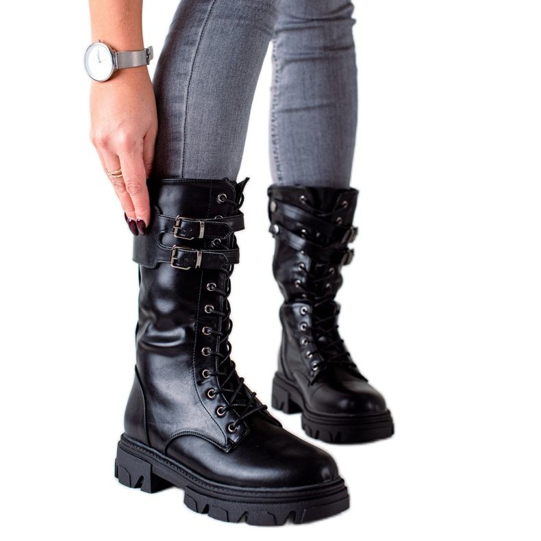 Vysoké kozačky se sponami VINCEZA černá Vysoké kozačky se sponami VINCEZA černá