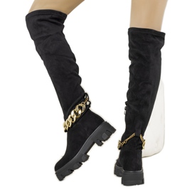 BM Černé kozačky na vysoké podrážce Charette černý