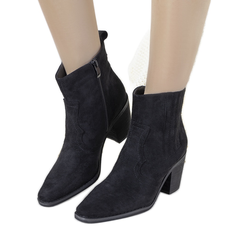 Černé kovbojské boty s vložkami hadí kůže Babette černá Černé kovbojské boty s vložkami hadí kůže Babette černá