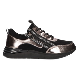 Kožené sportovní tenisky Filippo DP3149/21 BK GN, tmavý nikl černý