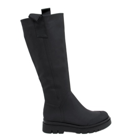 Černé dámské černé kozačky QT27P Black černý