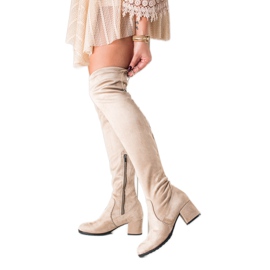 TRENDI Příležitostné semišové mušketýři béžový