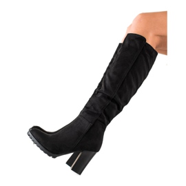 Sixth Sense Klasické černé kozačky na vysokém podpatku černá Sixth Sense Klasické černé kozačky na vysokém podpatku černá