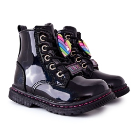 PE1 Lakované boty zateplené vlněným černým Anlonem ['černý']