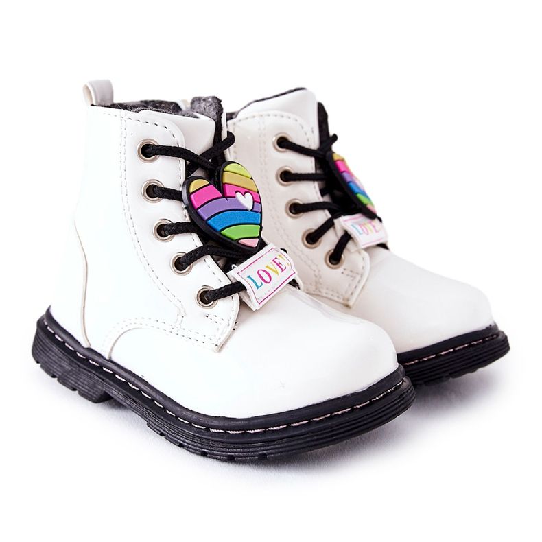 PE1 Lakované boty zateplené vlněným bílým anlonem