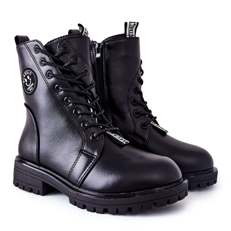 PE1 Teplé dětské boty Workers Black Rosalie černá