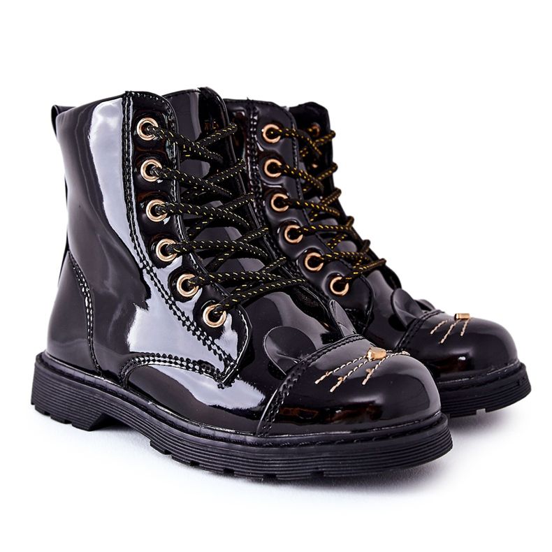 PE1 Black Mousie Teplé boty Pracovníci na zip černá