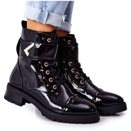 PG1 Teplé lakované černé boty Colira černý